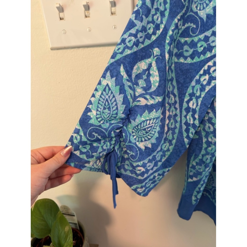 Ruby Rd. Blouse L Blue Paisley - Picture 4 of 8